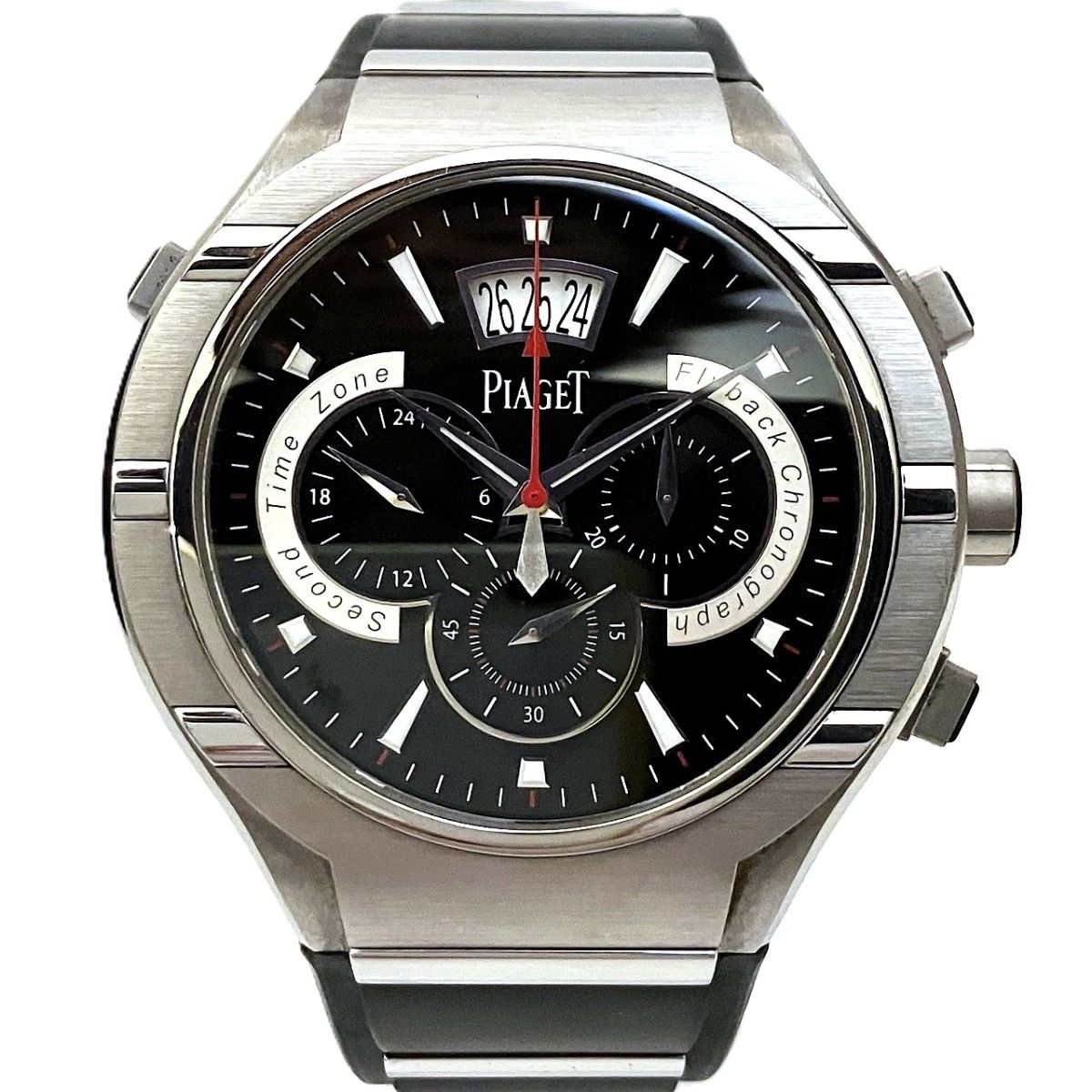 ピアジェ PIAGET ポロ 腕時計 総重量約119.2g SS チタン 自動巻き ブラック文字盤 P10534 メンズ 404,100円