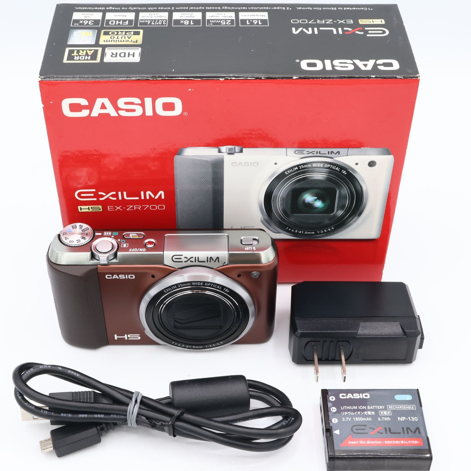 CASIO カシオ デジタルカメラ EXILIM 1610万画素 18倍 ブラウン EX-ZR700BN #260713_11011838A