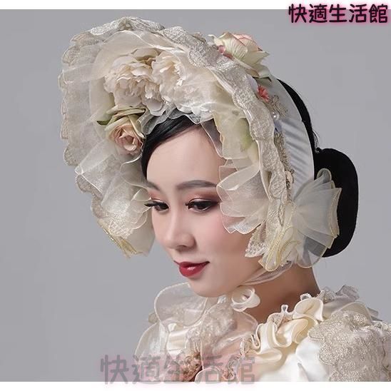 人気 貴族フレンチレトロボネット 帽 Lolita 手作り レースフラワーシルクハットベルサイユシャンパン 頭飾り lf728