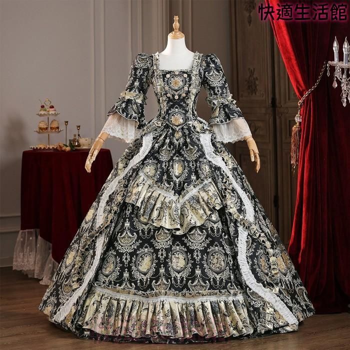 人気 ロリータ お姫様ドレス ロココ調 中世風 貴族ドレス 舞台衣装 オペラ 演奏会 歌劇 パーティー ジャガード ロング Aラインサイズ指定 lf728