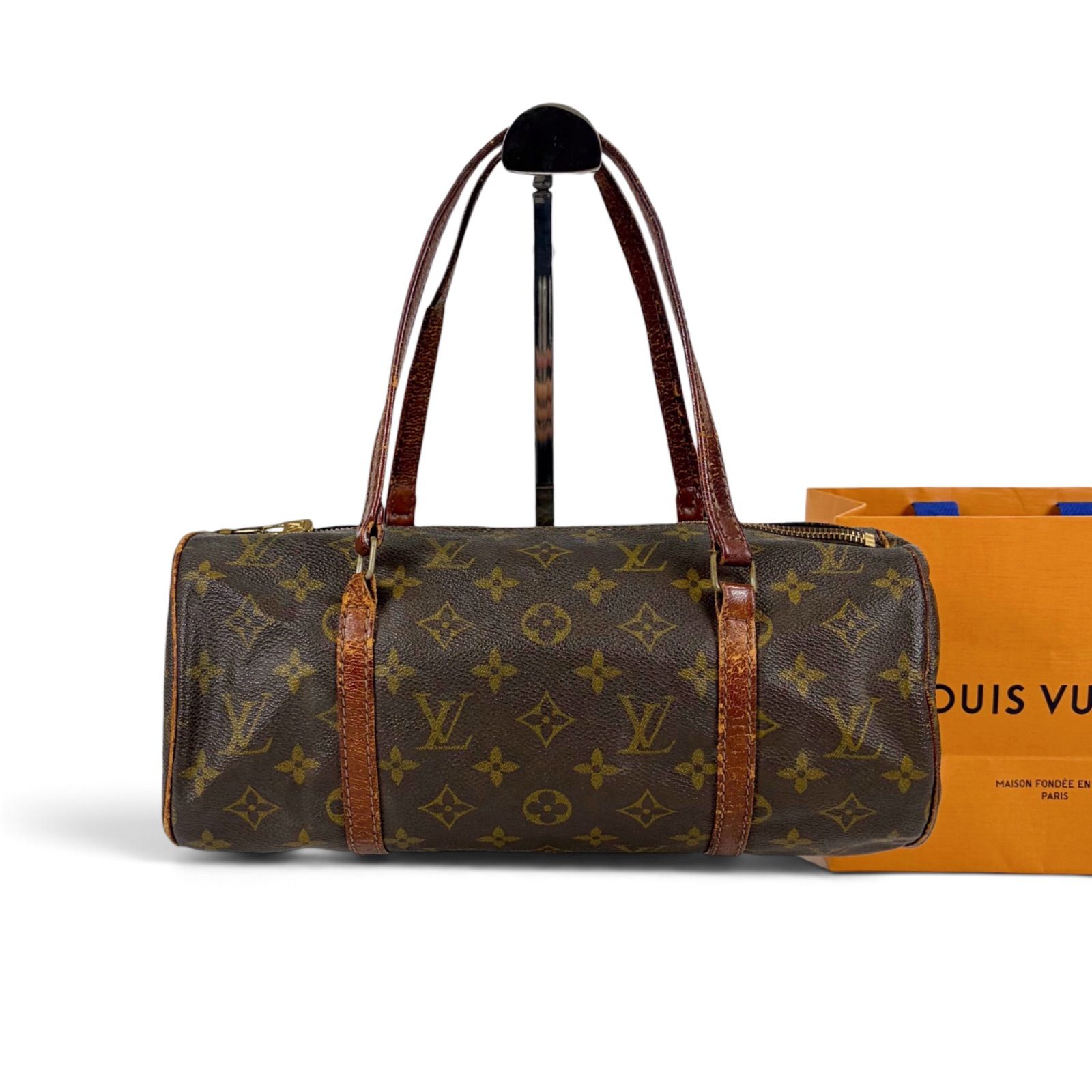 ルイヴィトン　LOUIS VUITTON パピヨン30 セミショルダーバッグ　ハンドバッグ　モノグラムレザー　ブラウン　ドラム型 16,100円