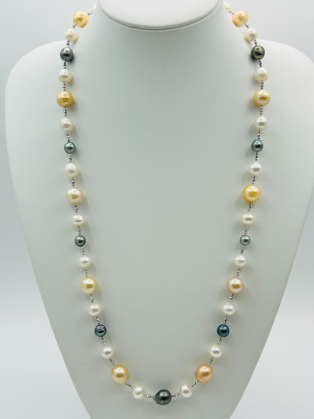 南洋 白蝶 黒蝶 タヒチ 真珠 パール ステーション ネックレス 7.0～12.5㎜ SouthSeaPearl 25,012円
