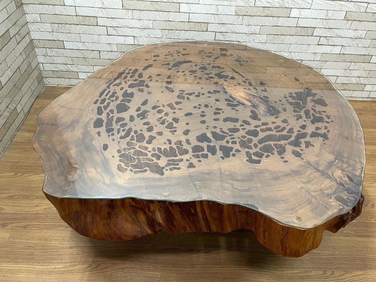○希少 屋久杉 一枚板 輪切りセンターテーブル 厚み11cm 125×115cm 座