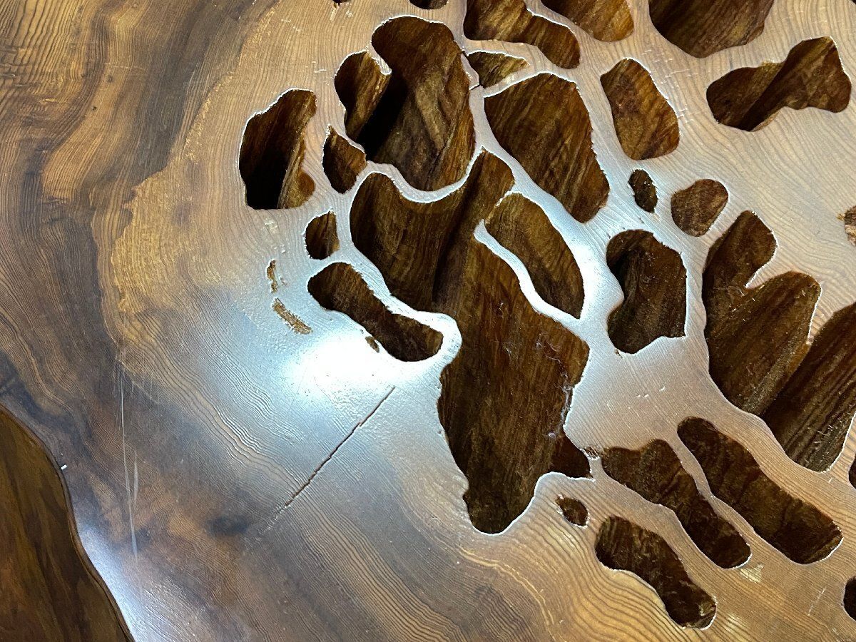 ○希少 屋久杉 一枚板 輪切りセンターテーブル 厚み11cm 125×115cm 座