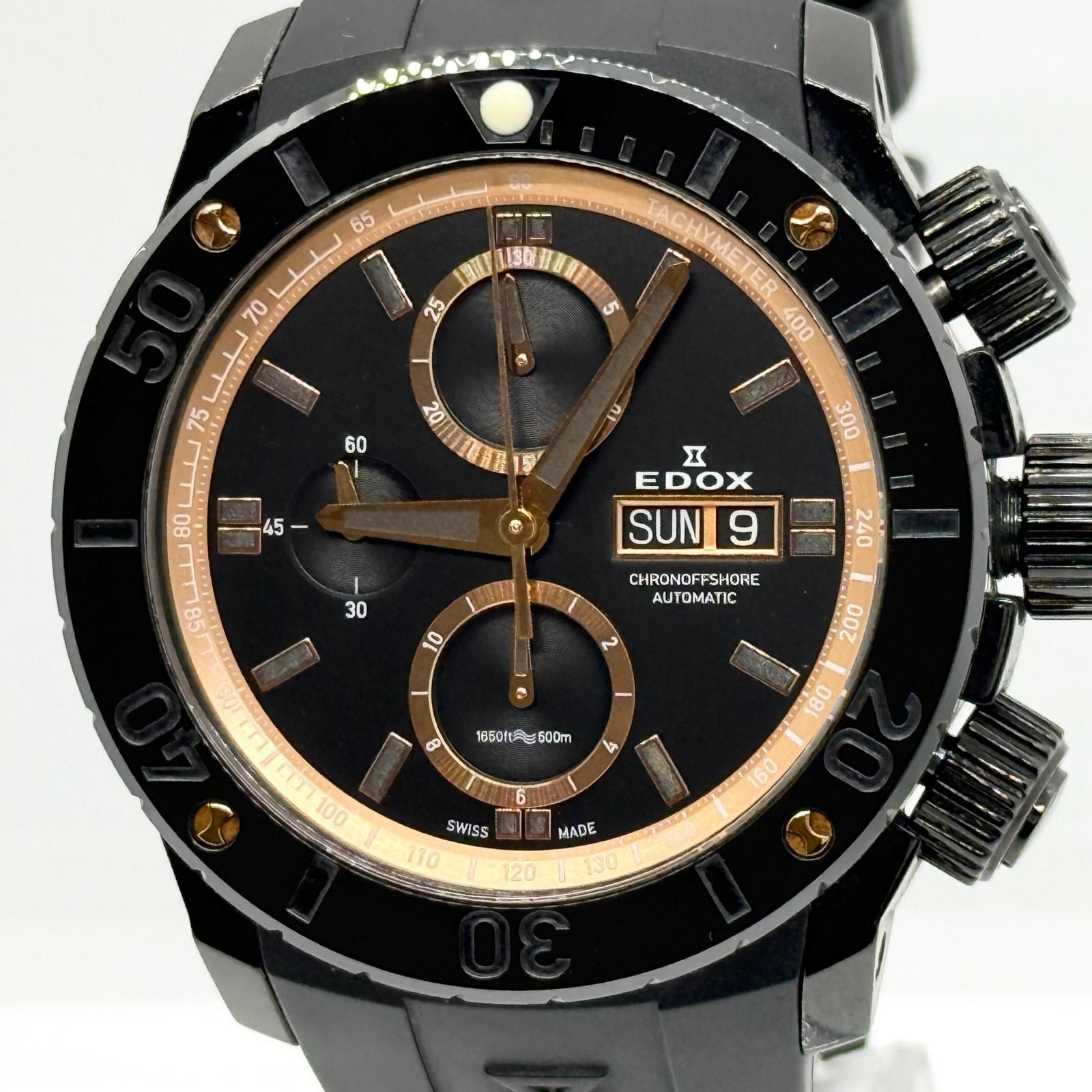 EDOX エドックス クロノオフショア 01114 ブラック AT メンズ 腕時計 稼働品