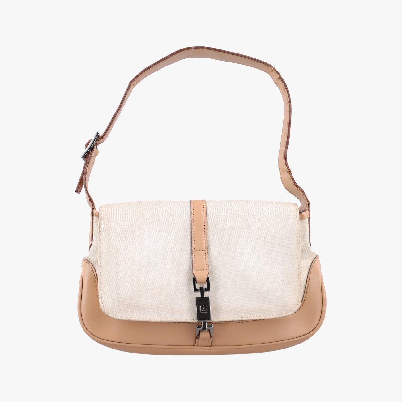 グッチGucciジャッキー ホワイト× ブラウン キャンバス×レザー 001 38 27,360円