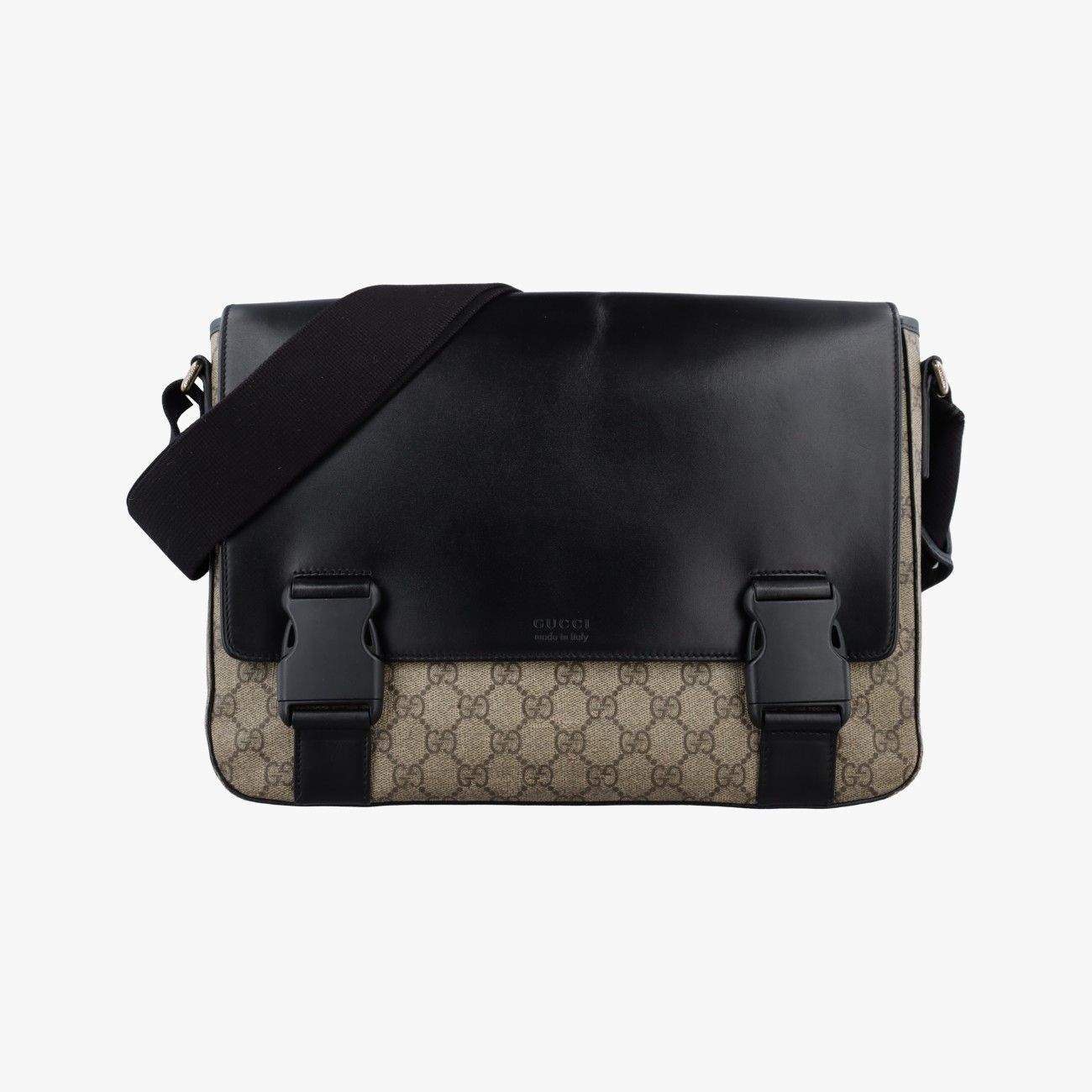 グッチGucciGGプラス GGスプリーム ベージュ×ブラック PVCコーティングキャンバス×レザー 406367 H018774868