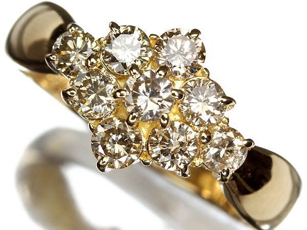 4GK18672T【売り切り】新品仕上【RK宝石】《DIAMOND》極上ブラウンダイヤモンド 総計1.00ct!! K18 超高級リング 15.5号 リング ダイヤ フラワー