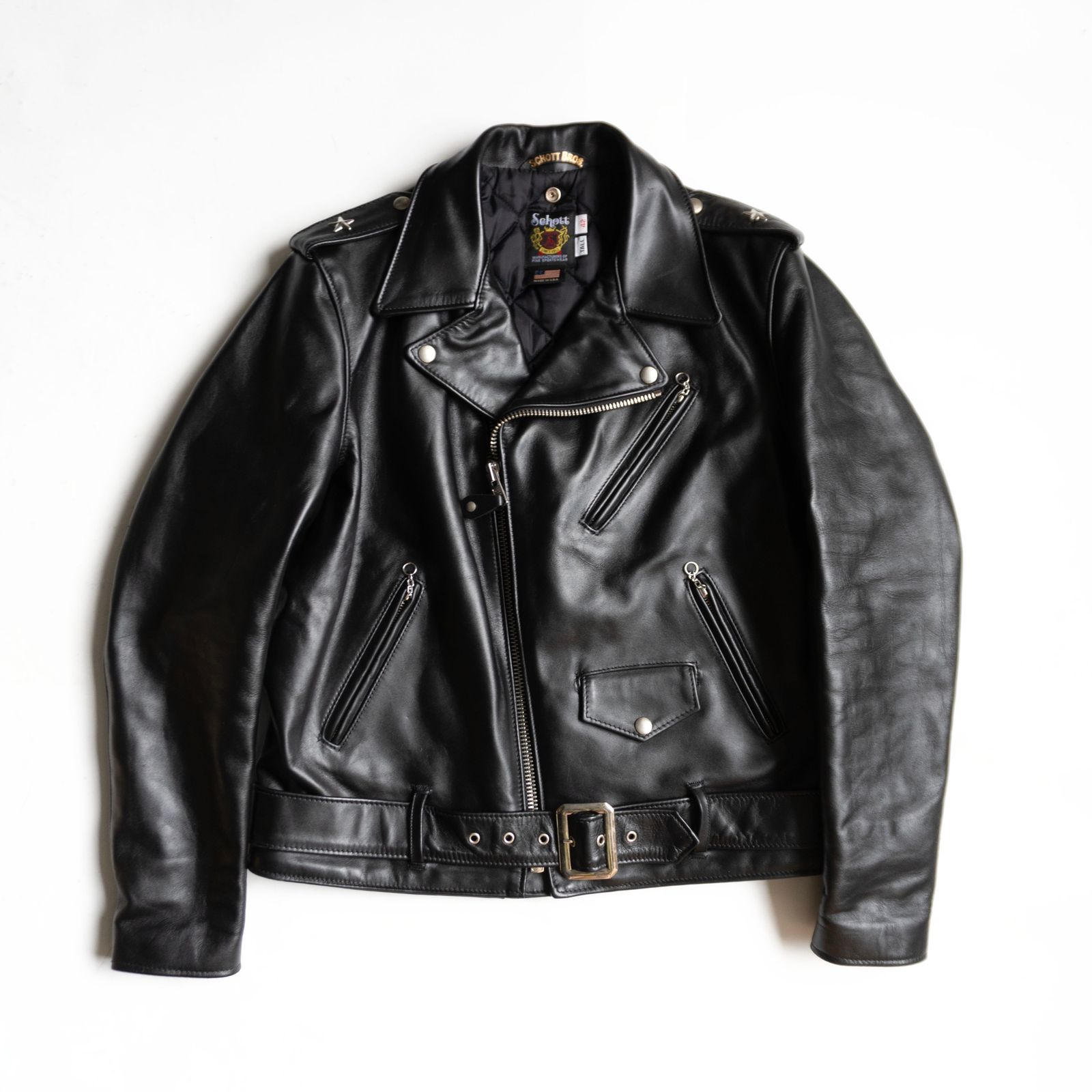 【美品/ビッグサイズ】SCHOTT【613UST/ワンスター ダブルライダースジャケット】42 TALL USA製 ブラック ショット 26070526