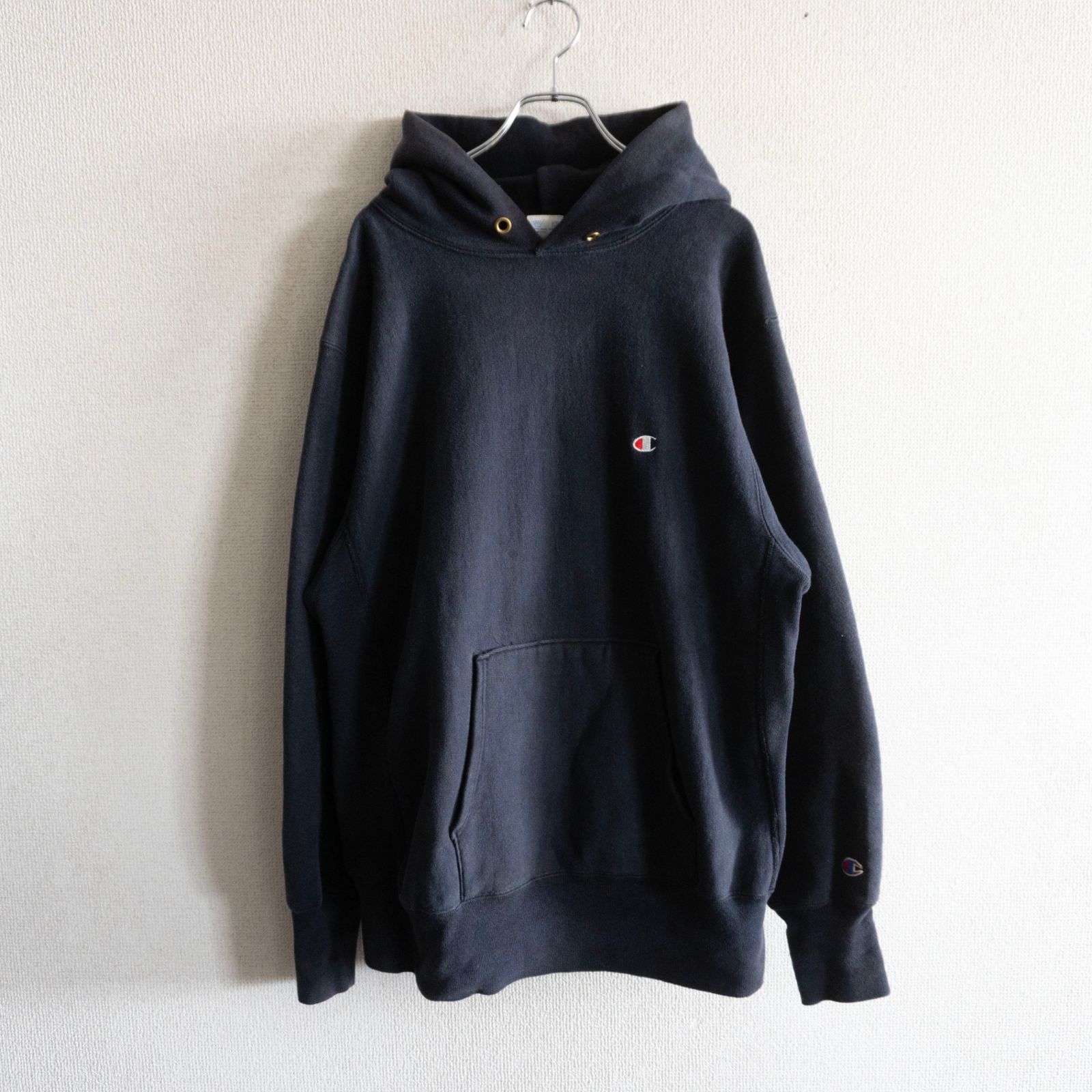 【90s】CHAMPION【REVERSE WEAVE リバースウィーブ パーカー】L ブラック チャンピオン フーディ USA製 26070568