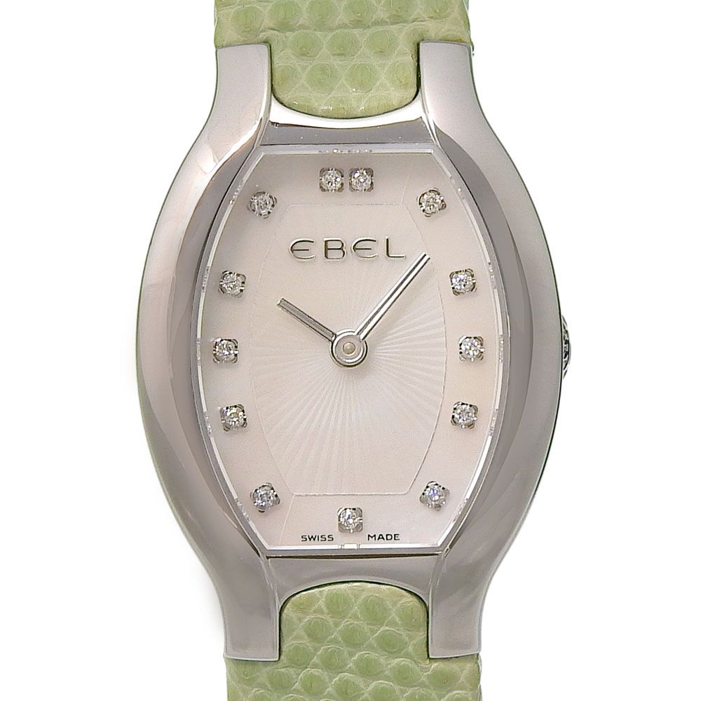 【EBEL】エベル ベルーガ トノーミニ 9656G21 ステンレススチール×リザード クオーツ アナログ表示 レディース ホワイトシェル文字盤 腕時計