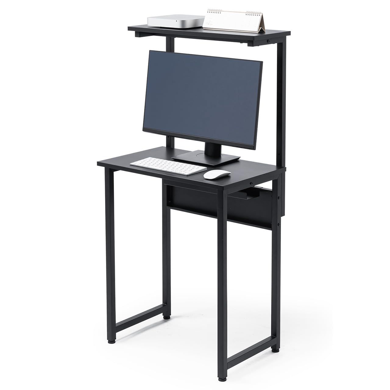 サンワダイレクト パソコンデスク 3WAY 幅60×奥行40cm コンパクト 棚付き 総耐荷重30kg ケーブルトレイ付き パソコンラック スリム ブラック 100-DESKF060BKｍａ 11,041円