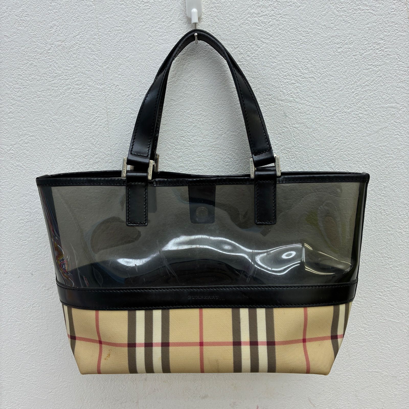 【HQ-37】BURBERRY バーバリー　ノバチェック　クリアトートバッグ　ロゴ 11,550円