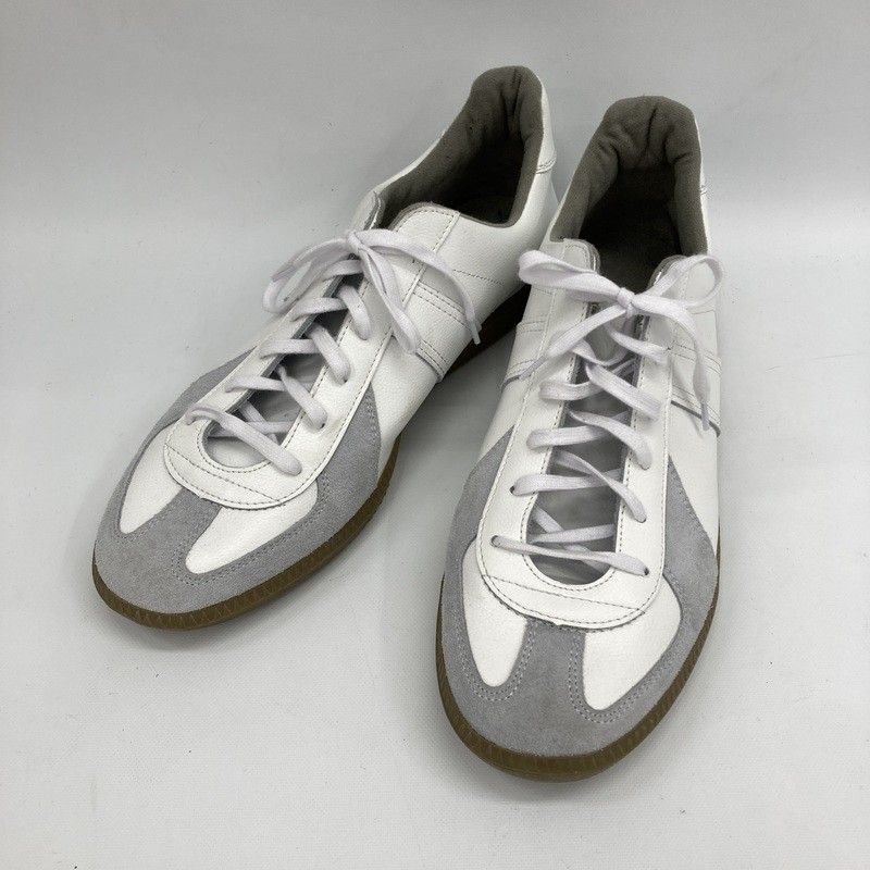 GERMAN TRAINER ジャーマントレーナー スニーカー 1183 27.5cm相当 シューズ ローカット レザー スエード カジュアル メンズ ホワイト 靴 ★SS1434