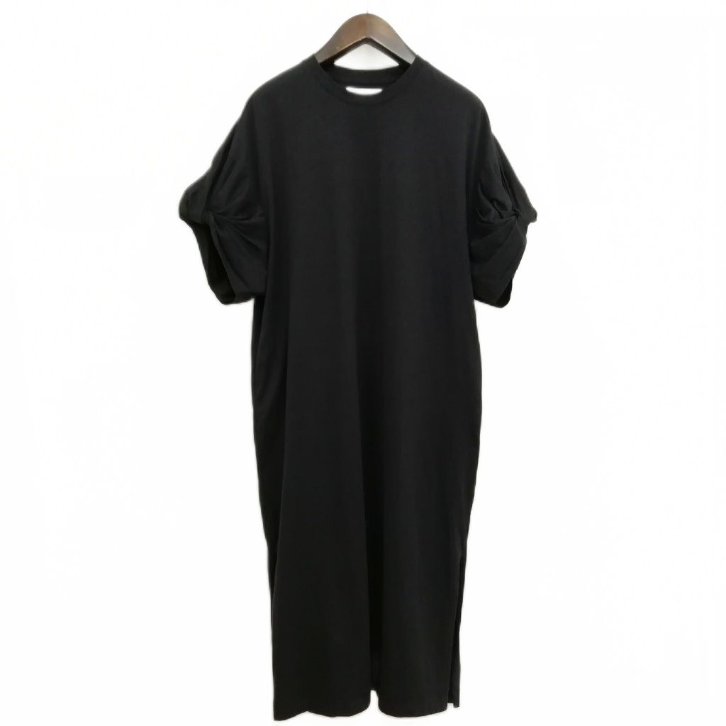 サヤカデイヴィス SAYAKA DAVIS 0CS37-OCJ Twisted Sleeve Dress ツイストスリーブ ドレス カットソー ロング ワンピース S ブラック