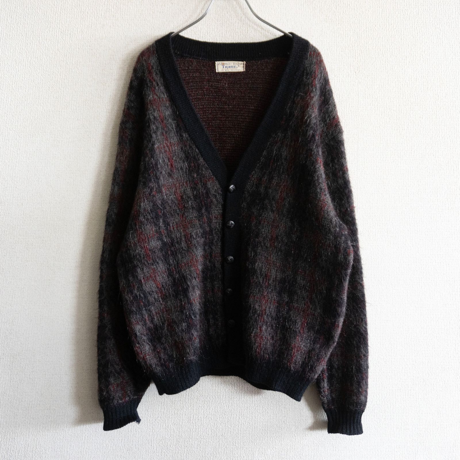 い*ゃ様 超超スペシャル 60s THANE モヘアカーディガン L ブラック 60s～】Vintage 【THANE モヘア カーディガン】L セイン 60年代