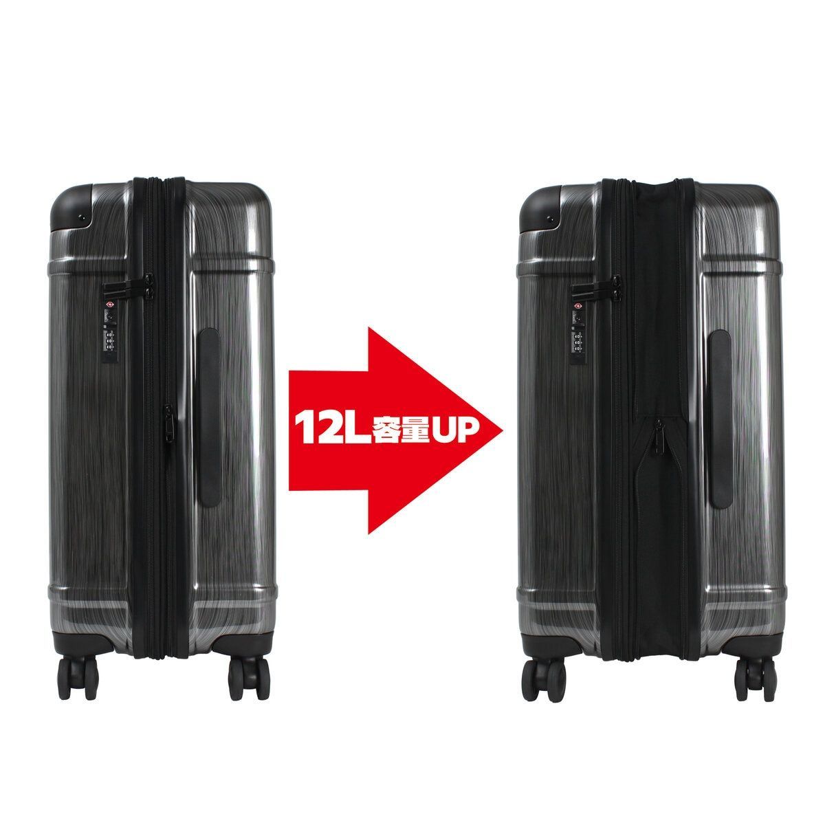ACE エース イグザクト スーツケース 55-68L ネイビー ACE エース イグザクト ヘアライン柄 スーツケース 55-68L ネイビー