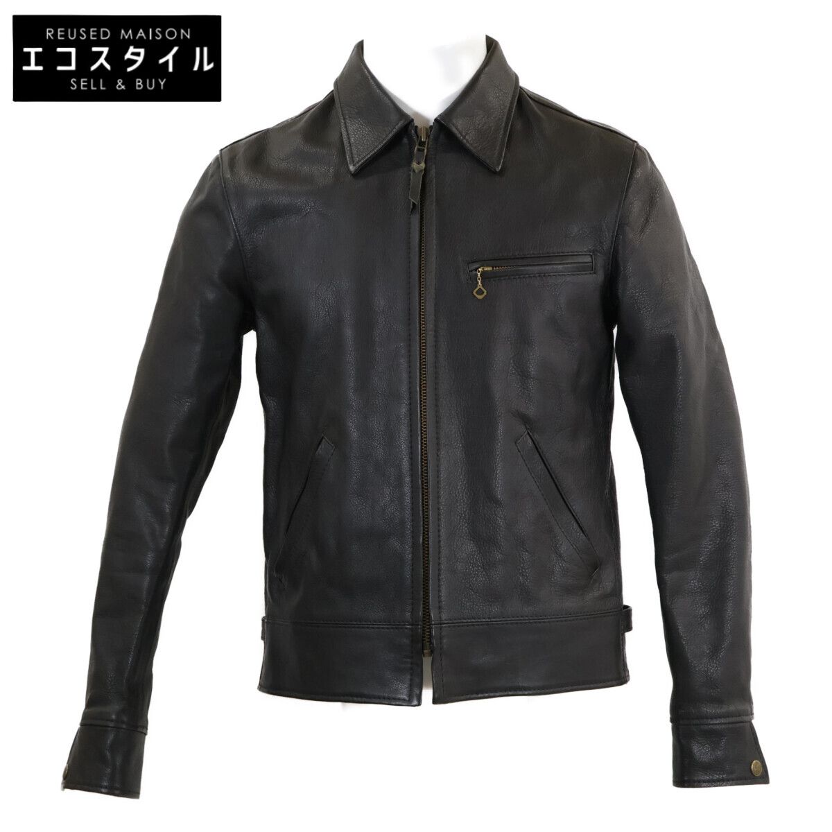 TENJIN WORKS　天神ワークス　【美品】JS02BK Single Collar Jacket レザー シングルカラージャケット　38