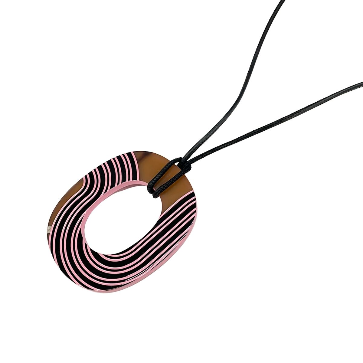 HERMES(エルメス) ネックレス美品 イスム ライトブラウン×ピンク×黒