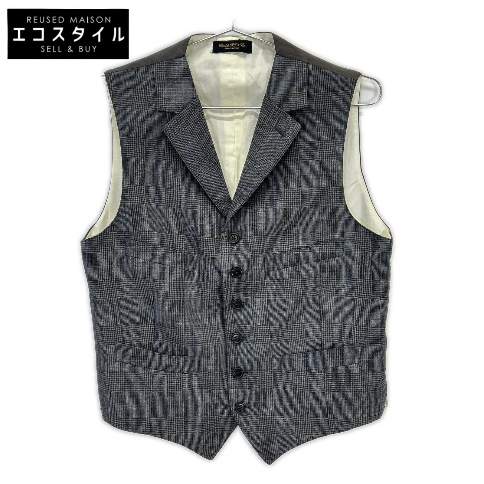 RRL　ダブルアールエル　782831186001 イタリア製 グレー ウール100 グレンチェック ジレ/ベスト　36S