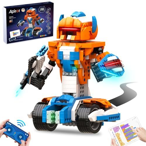 msApitor Robot X 新規 プログラミング ロボット 子供のおもちゃSTEM教育ビルディングブロック 12-in-1リモコン玩具 小学生プログラミング入門 Scratch 3.0 キッズのラジコン知育玩具8歳以上 男の子女の子 子供の日 クリスマス