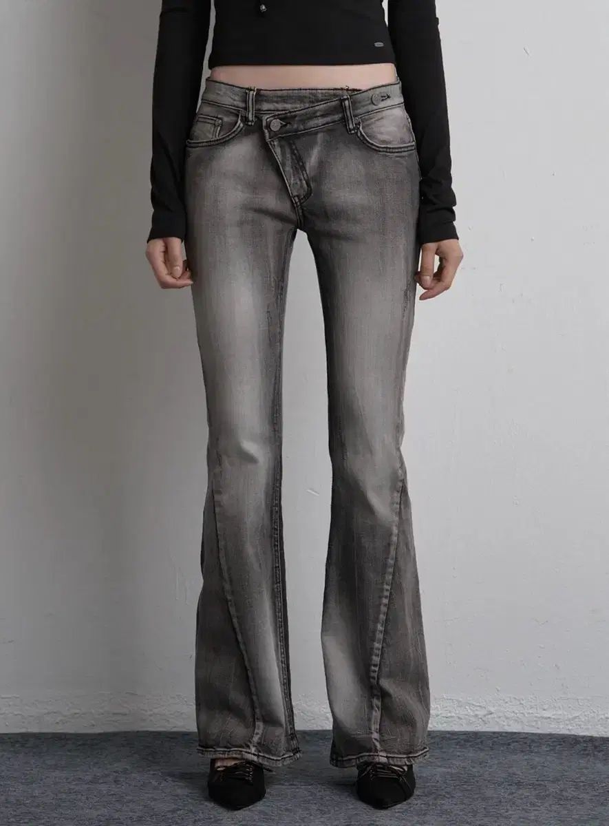シネジン UNBALANCED BRUSH DENIM PANTS GRAY アシンメトリー ブラッシュ ジーン グレー 9,005円