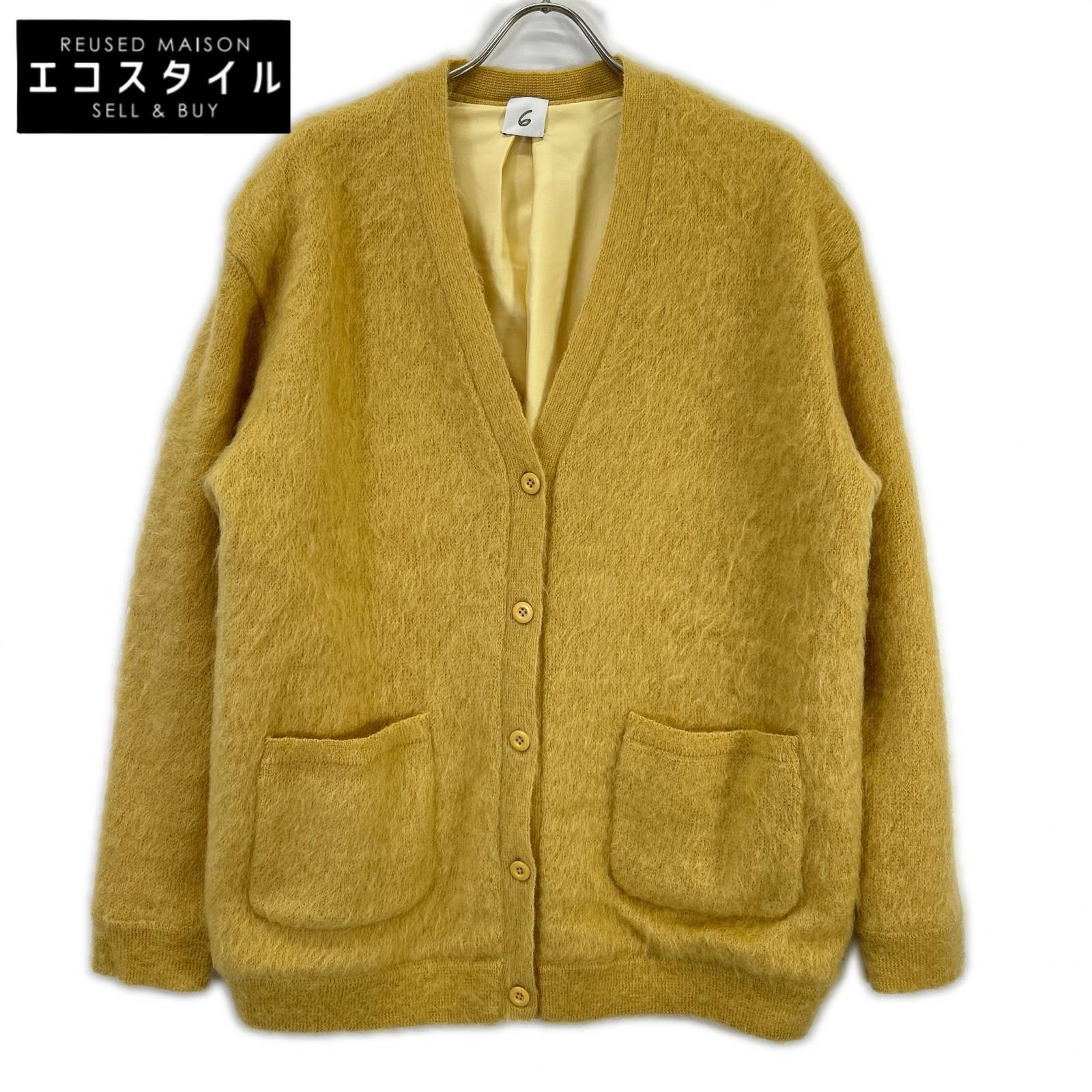 6(ROKU)　ロク　8628-105-0033 イエロー MOHAIR CARDIGAN カーディガン