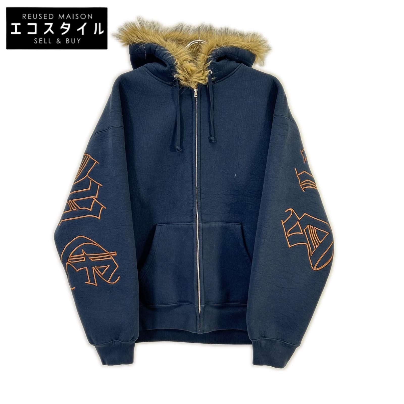 Supreme　シュプリーム　25FW ネイビー Faux Fur Zip Up Hooded Sweatshirt　L