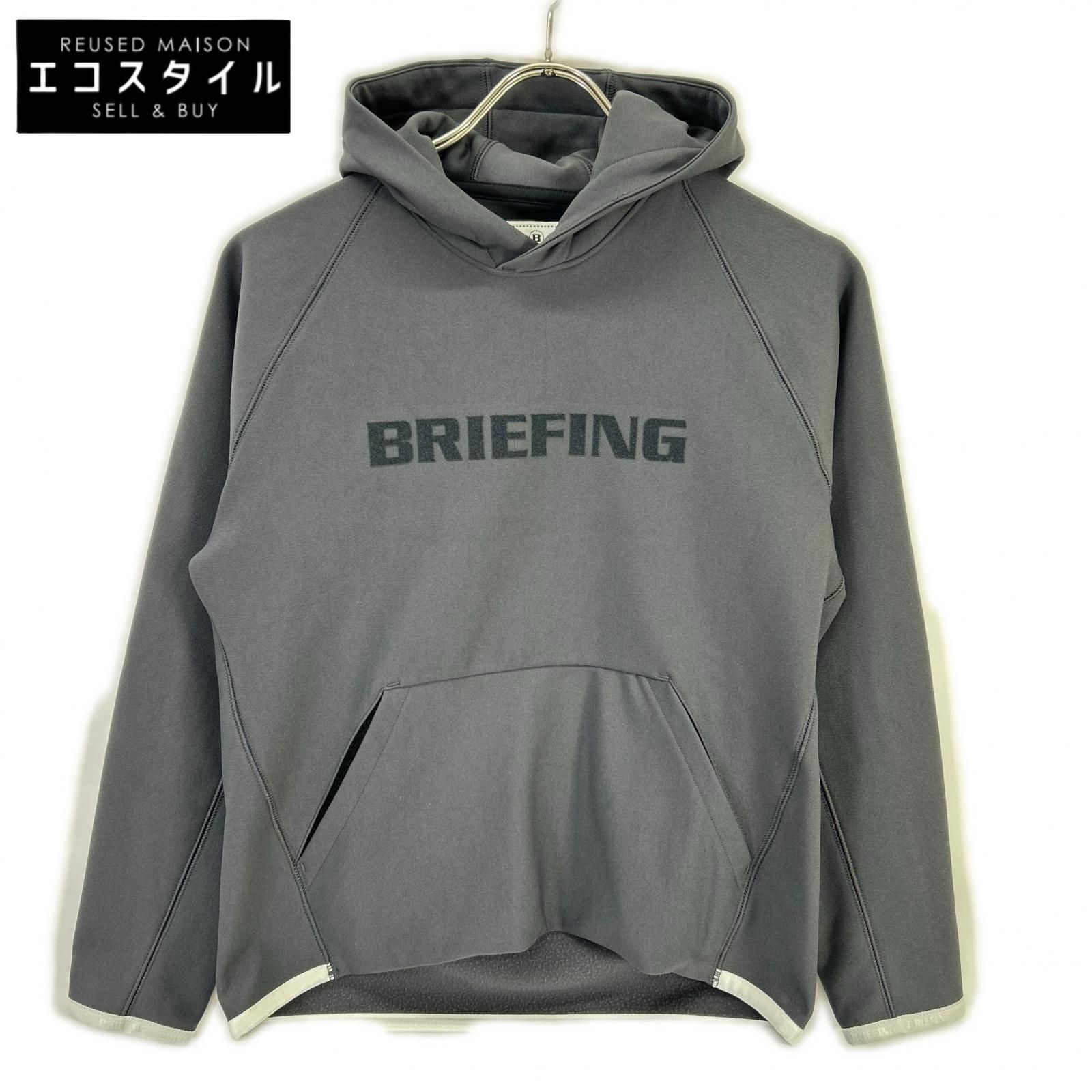 BRIEFING　ブリーフィング　BRG253W37 チャコール 裏起毛 ストレッチ ロゴ フーディー　S