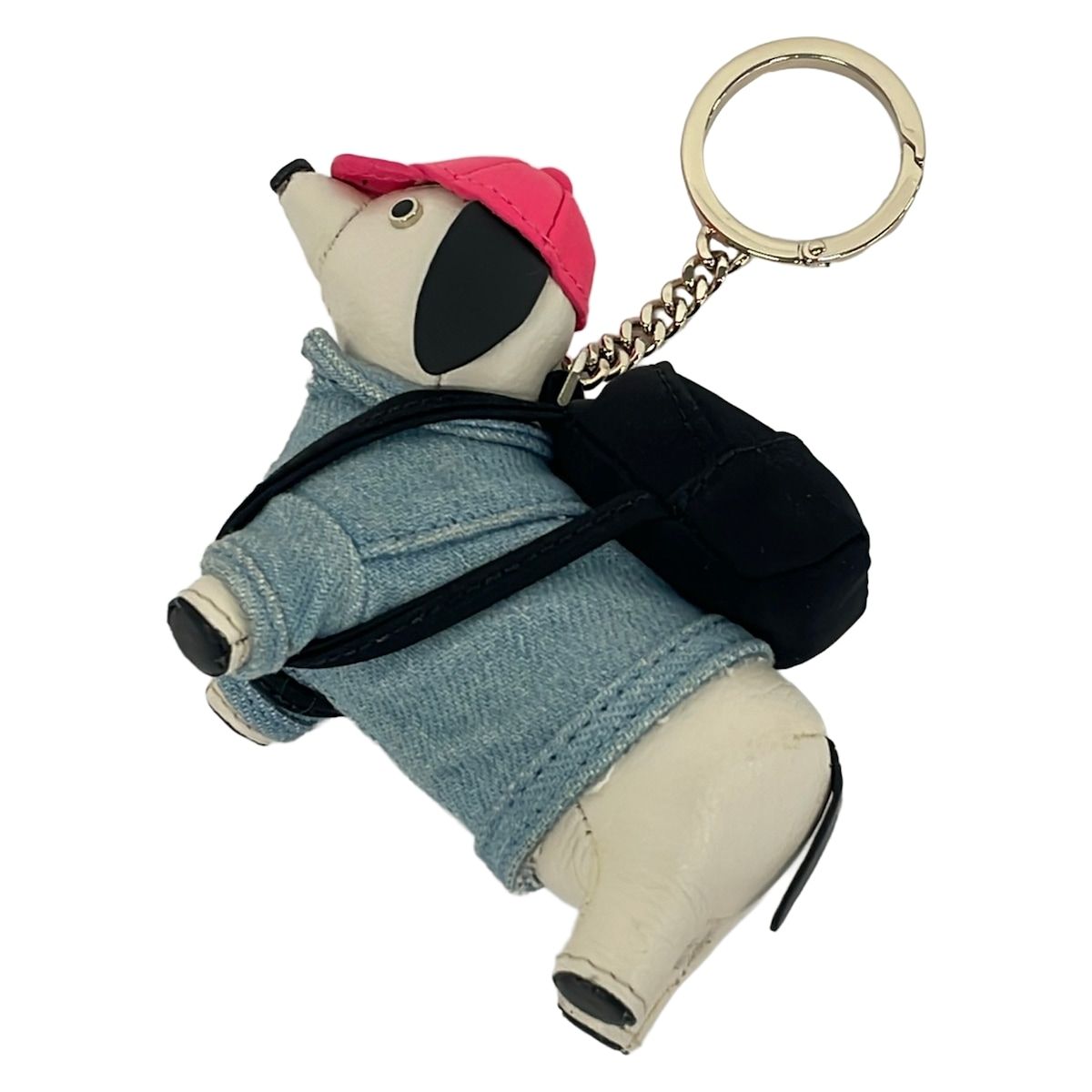 Kate spade(ケイトスペード) キーホルダー(チャーム)美品 クロード ドッグ KA512 アイボリー×ライトブルー×マルチ イヌ レザー