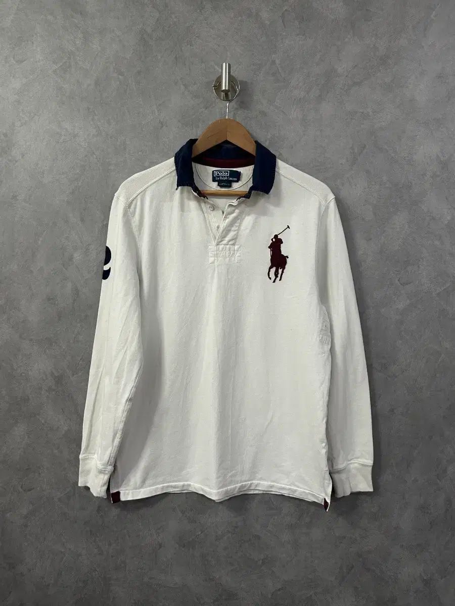 ポロ ラルフローレン ロングスリーブ ビックポニー 長袖 カラーTシャツ 白 L