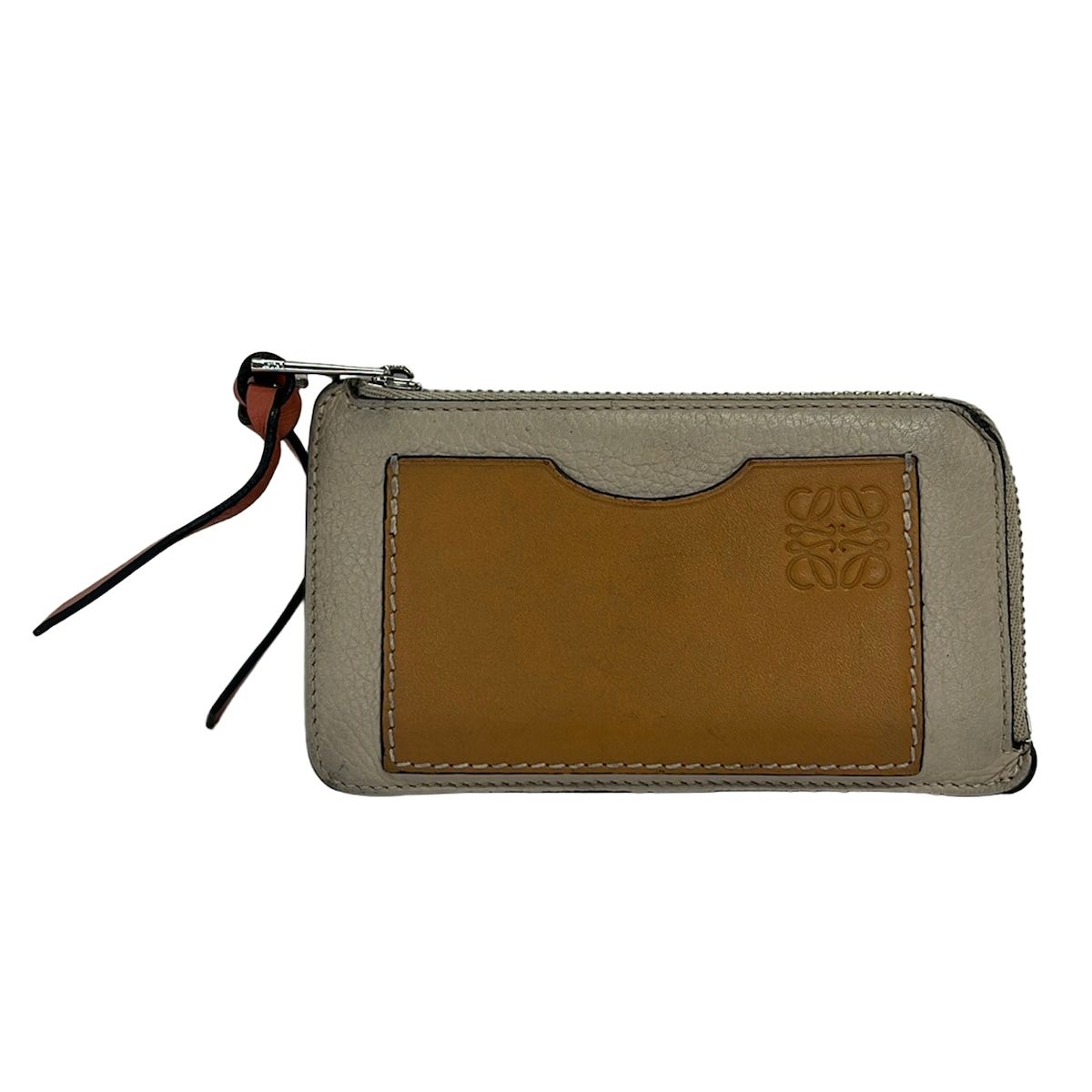 LOEWE(ロエベ) コインケース - グレーベージュ×ライトブラウン×ピンクブラウン L字ファスナー レザー