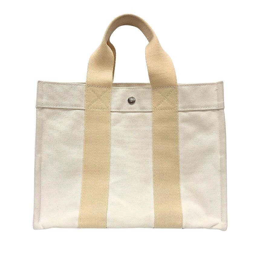 HERMES エルメス ボラボラ PMトートバッグ コットンキャンバス アイボリー ボラボラトート aq13195
