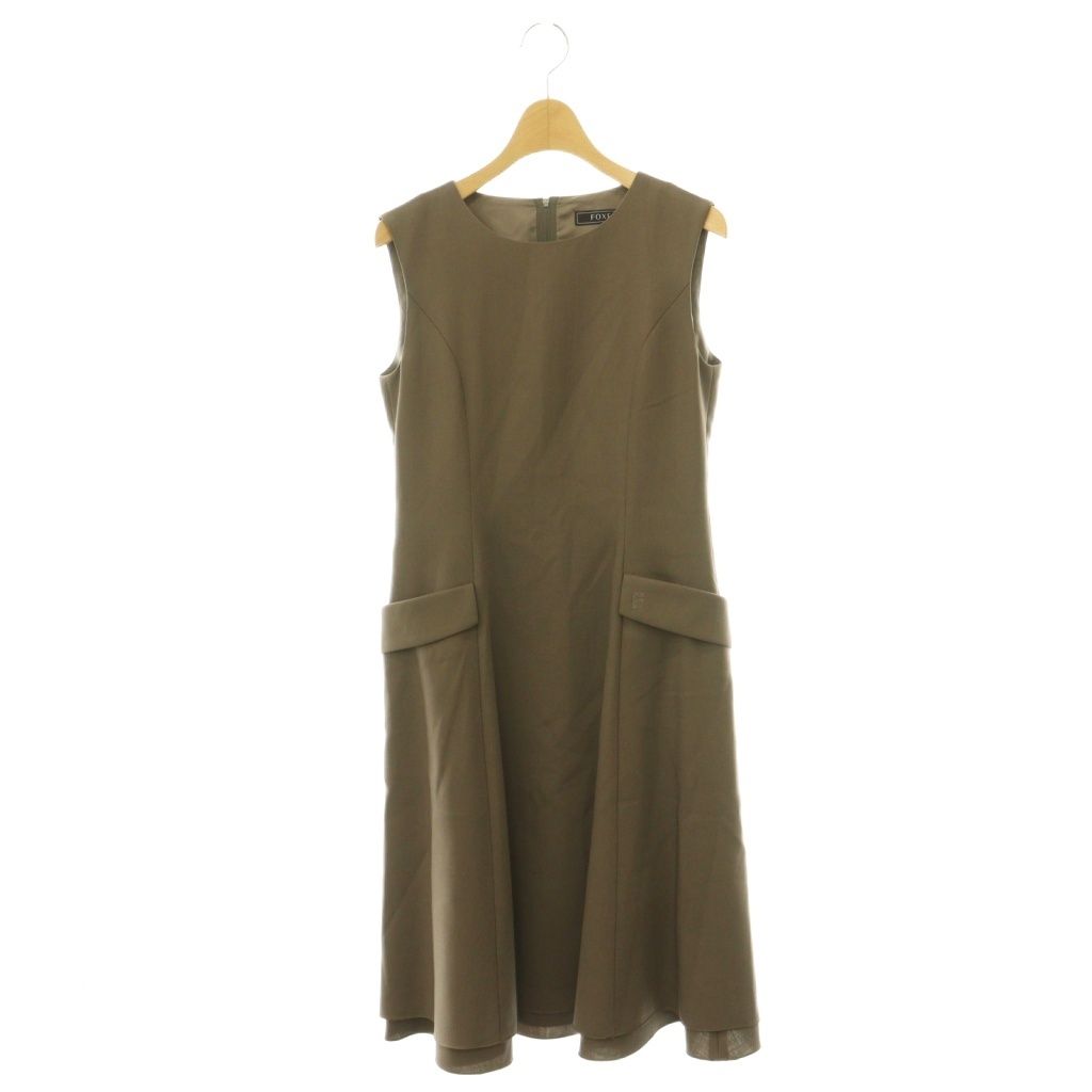 フォクシー FOXEY 42685 Dress French Flap ワンピース ロング ノースリーブ 38 ブラウン /HK ■OS