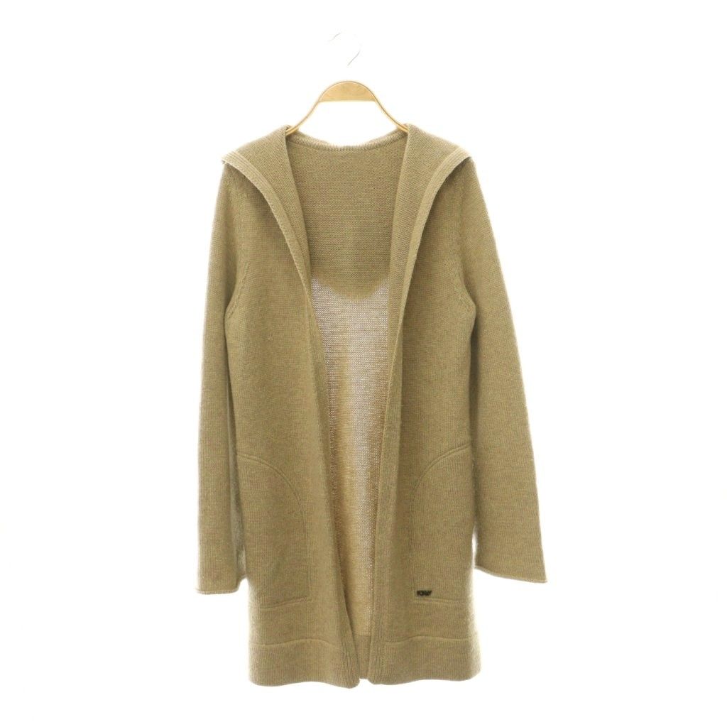 フォクシー FOXEY 37825 カシミヤ フーデッドニットカーディガン 長袖 ベージュ /HK ■OS