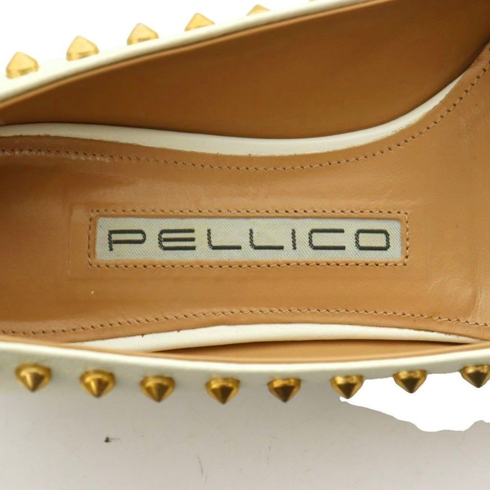 ペリーコ PELLICO フラットパンプス スタッズ レザー 36 白 ホワイト