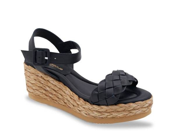 アンドレア アース レディース シューズ サンダル Andre Assous Cecilia Espadrille Wedge Sandal Black ブラック