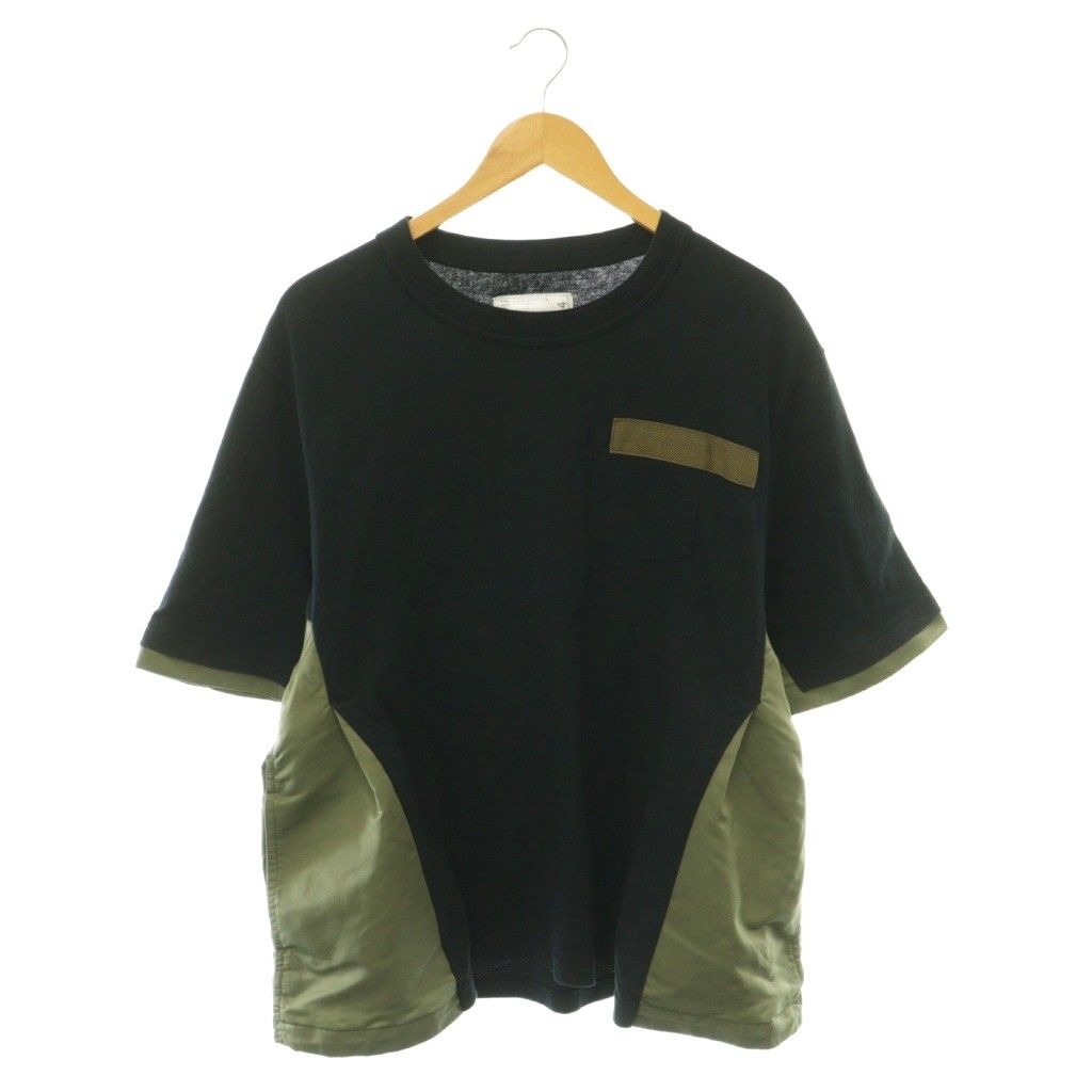 サカイ sacai ナイロンツイルミックス Tシャツ カットソー バイカラー 1 ネイビー カーキ 22-02934M /CX ■OS ■SH
