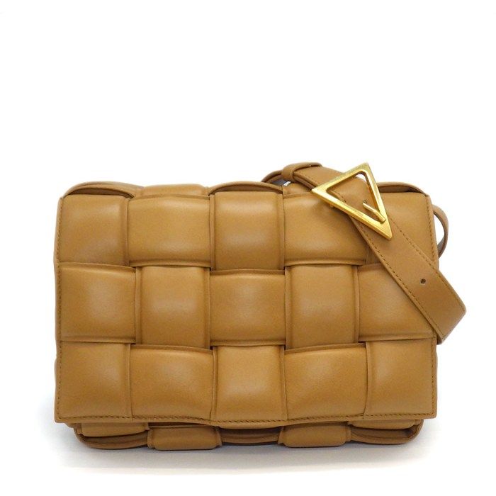 ボッテガ・ヴェネタ BOTTEGA VENETA ショルダーバッグ パデッド カセット クラシック 591970 VCQR1 2593 キャメル ラムスキン 【中古】