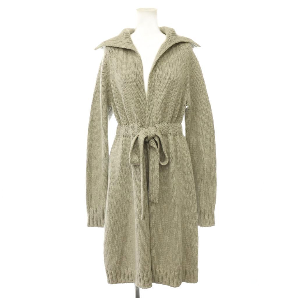セリーヌ CELINE カシミヤシルクベルテッドカーディガン ニット ロング 長袖 M ライトグレー /HS ■OS ■SH