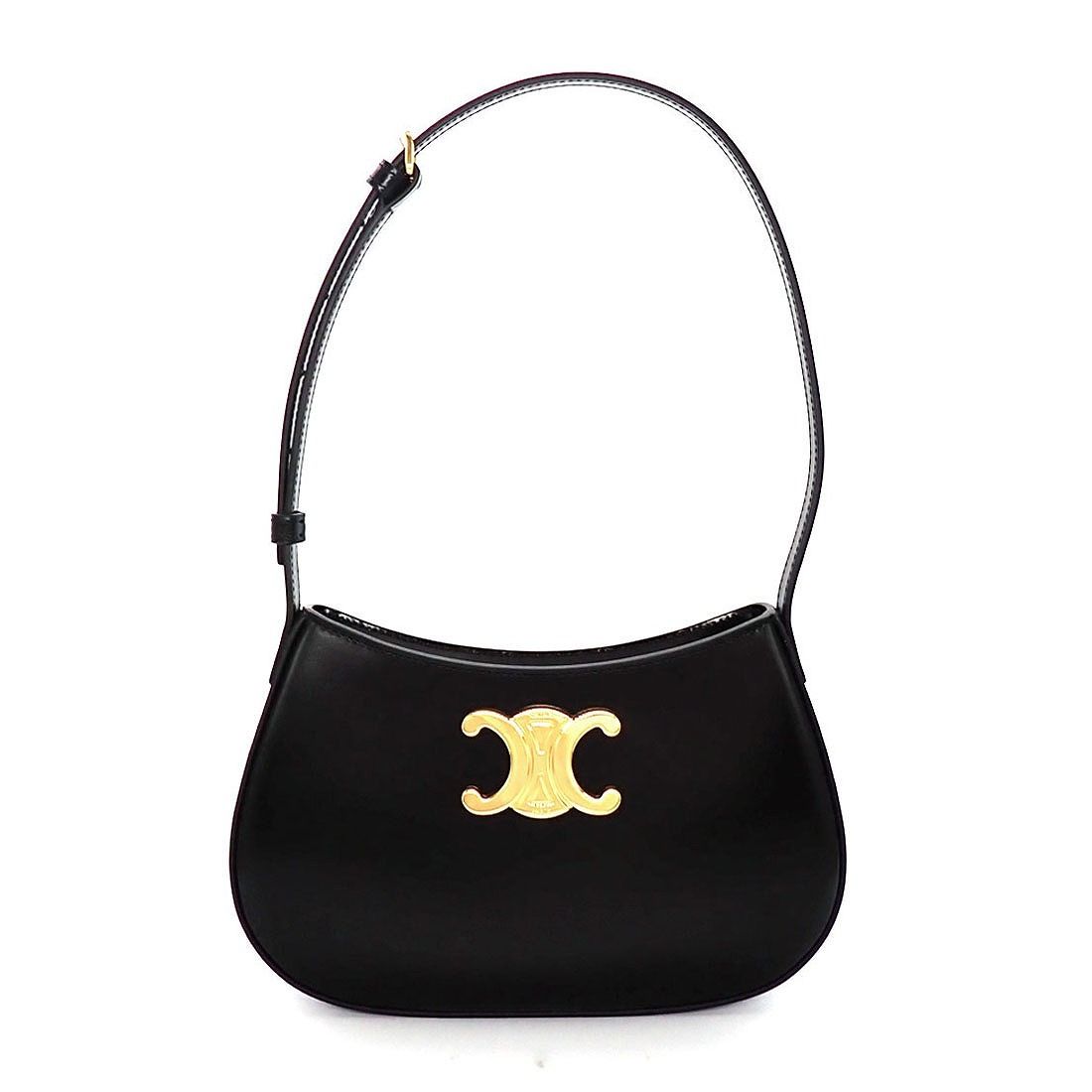 セリーヌ CELINE ショルダーバッグ ミディアム ティリー 115703BF4.38NO ブラック シャイニーカーフスキン ゴールド金具 【中古】 143,000円