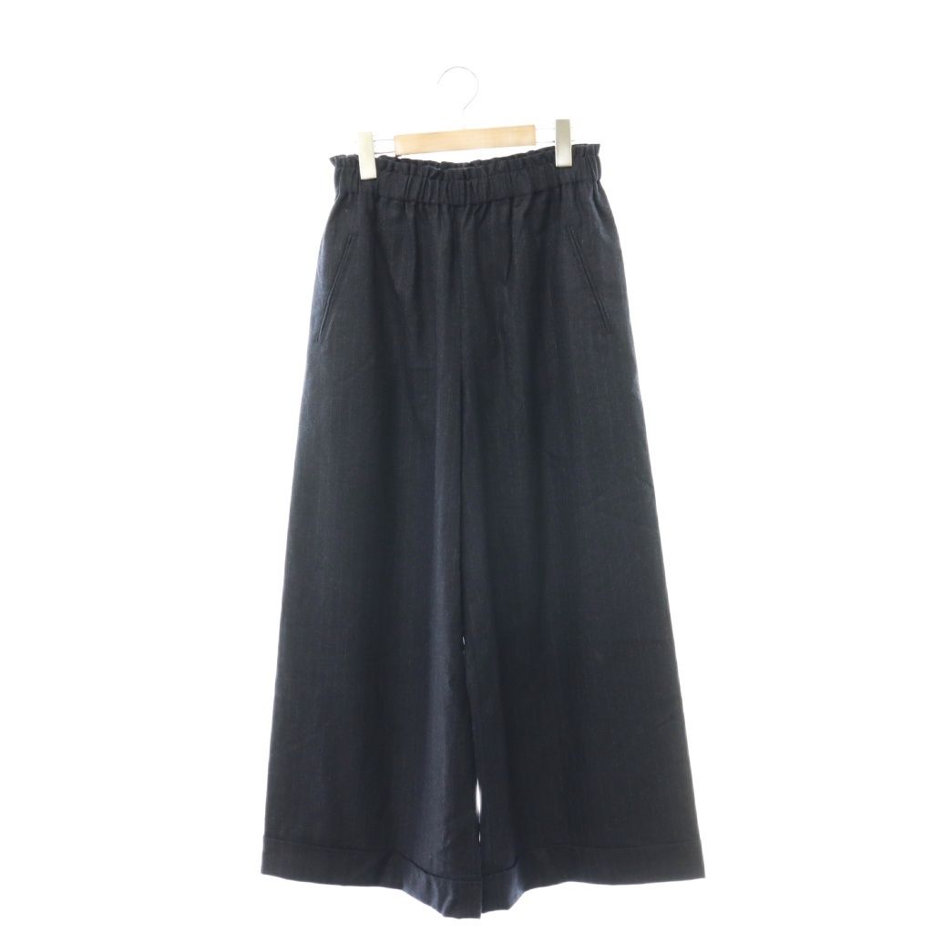 デニール denier 25AW サイドシームレスワイドパンツ イージー ストライプ ウール F 紺 ネイビー /HS ■OS ■SH