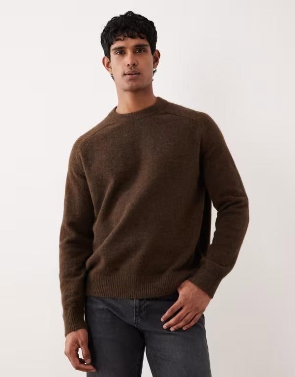 セレクティッド メンズ アウター ニット・セーター セーター Selected boxy alpaca blend sweater Demitasse ブラウン