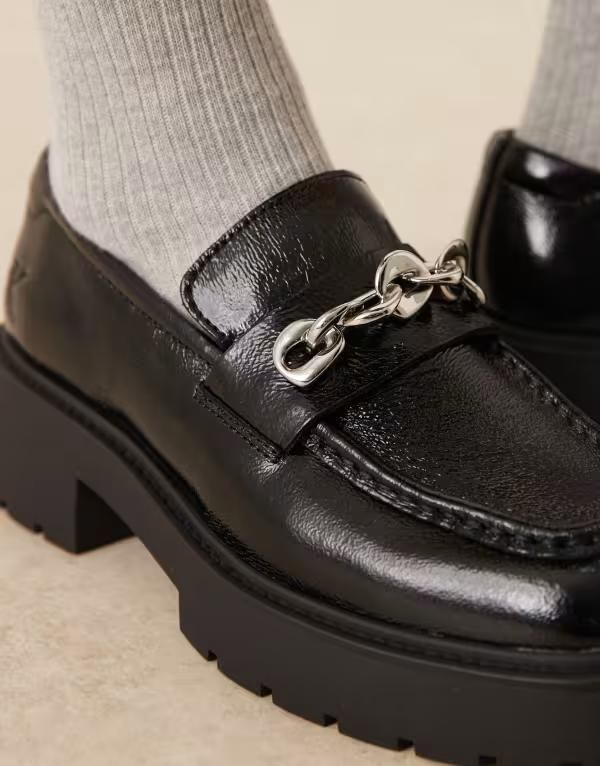 カルバンクライン レディース シューズ スリッポン・ローファー レザー Calvin Klein Jeans chunky leather loafers with chain detailing B