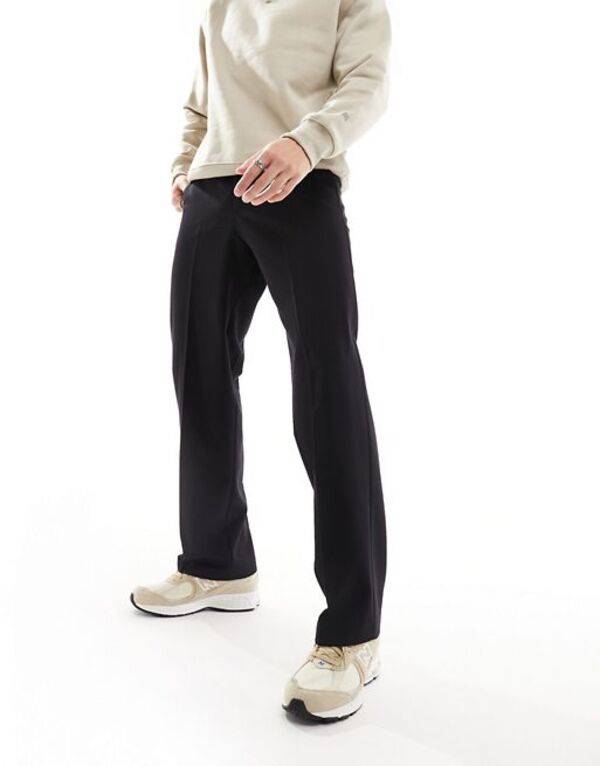 エイソス メンズ ボトムス カジュアルパンツ ワイドレッグ パンツ ASOS DESIGN smart wide leg pants Black ブラック