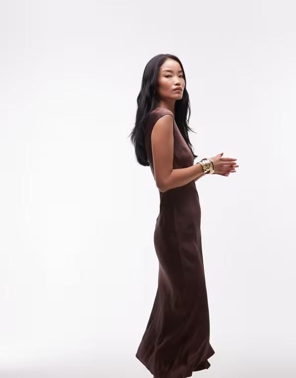 アンドアザーストーリーズ レディース トップス ワンピース サテン キャップ マキシ Other Stories bias cut satin maxi dress with cap sleeve i 27,600円