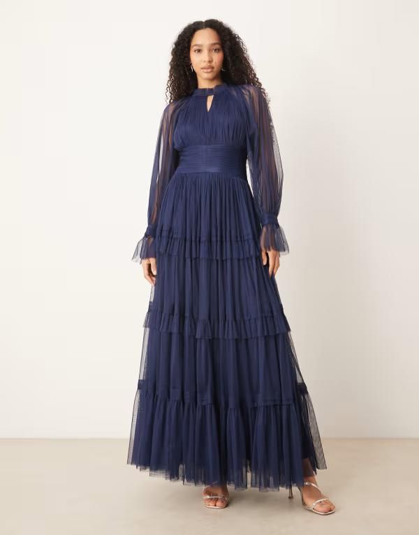 レース アンド ビーズ レディース トップス ワンピース チュール ティアード シアー マキシ Lace Beads Rosalia tulle sheer bell sleeve tiered ma 36,270円