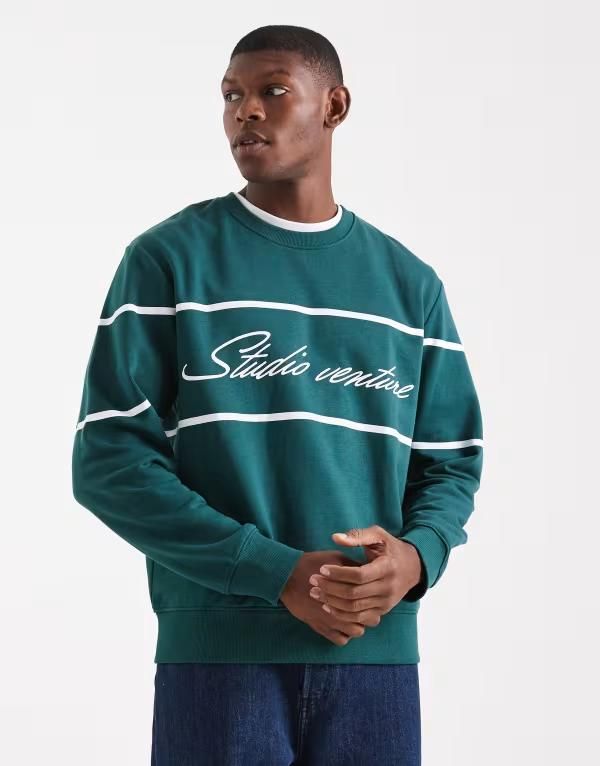 ジャック アンド ジョーンズ メンズ アウター パーカー・スウェット スウェット シャツ グラフィック Jack Jones sweatshirt with front graphic Sea mos