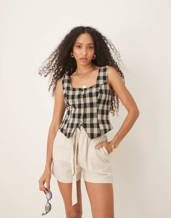 ノーバディーズ チャイルド レディース トップス ベスト ギンガムチェック ギンガム Nobodys Child Celeste vest in mono gingham Mono gingham 17,610円