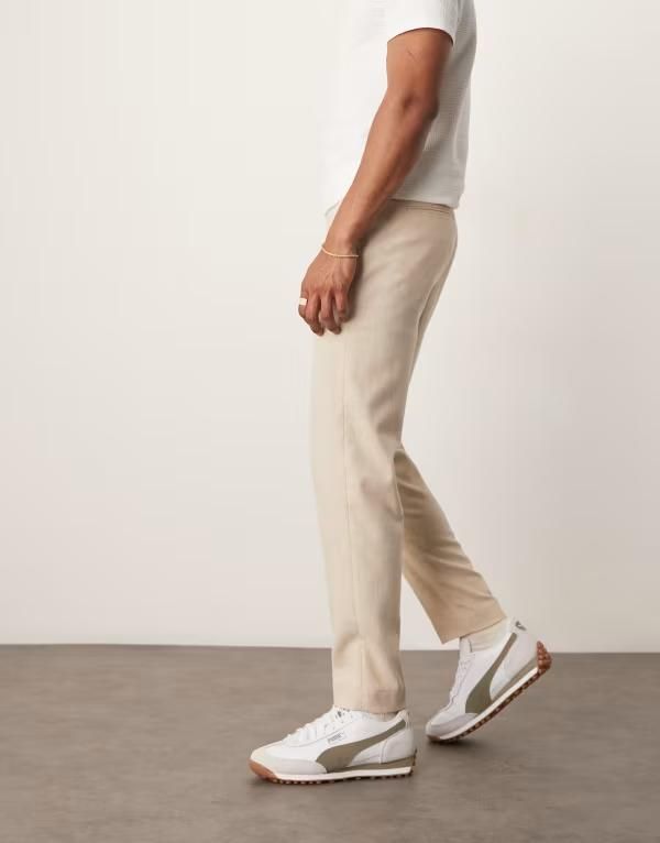 エイソス メンズ ボトムス カジュアルパンツ テーパードフィット パンツ ウール ASOS DESIGN smart tapered fit pants with wool in light ston